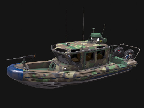 Patrol Boat Low-poly PBR Modelo 3D