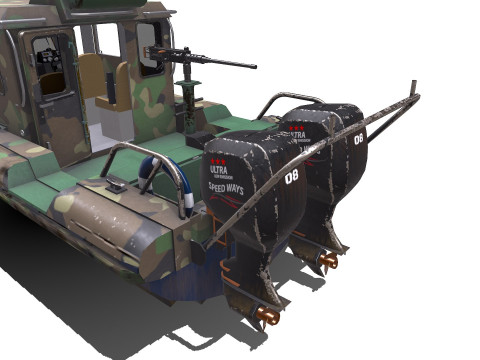 Patrol Boat Low-poly PBR Modello 3D