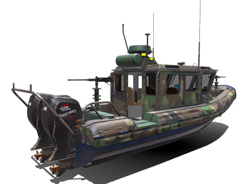 Patrol Boat Low-poly PBR Modello 3D