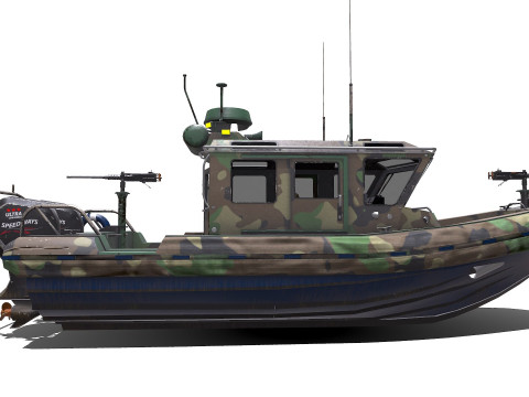 Patrol Boat Low-poly PBR Modello 3D