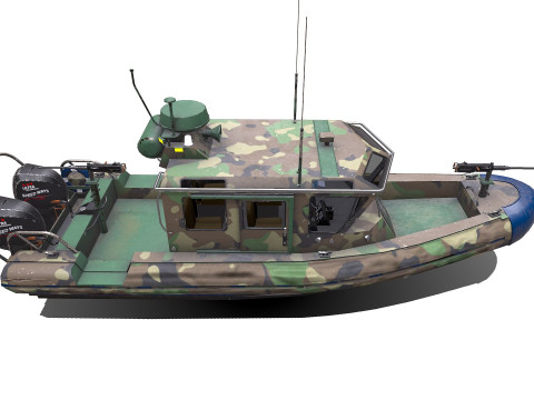 Patrol Boat Low-poly PBR Modello 3D