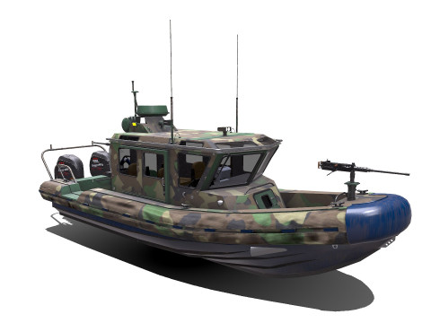 Patrol Boat Low-poly PBR Modello 3D