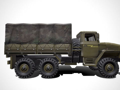Ural 4320 Low-poly PBR 3D Model