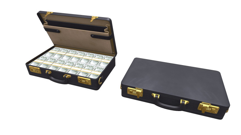 Briefcase With Money Low-poly 3D Model .c4d .max .obj .3ds .fbx .stl .blend 