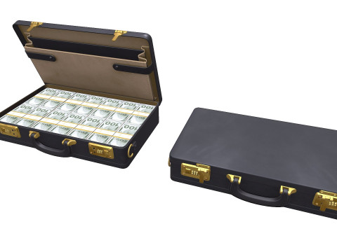 Briefcase With Money Low-poly 3D Model