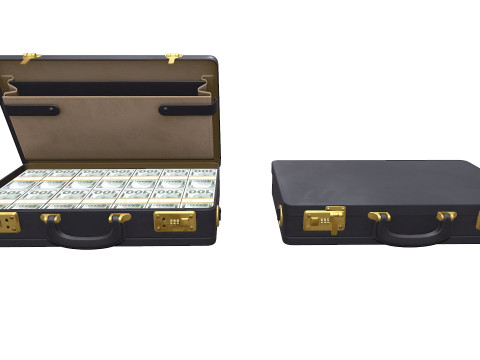 Briefcase With Money Low-poly 3D Model