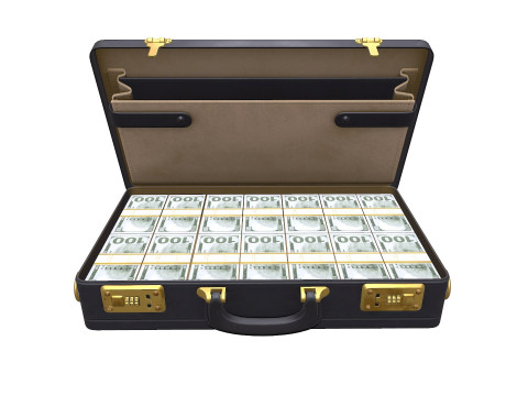 Briefcase With Money Low-poly 3D Model