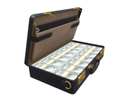 Briefcase With Money Low-poly 3D Model
