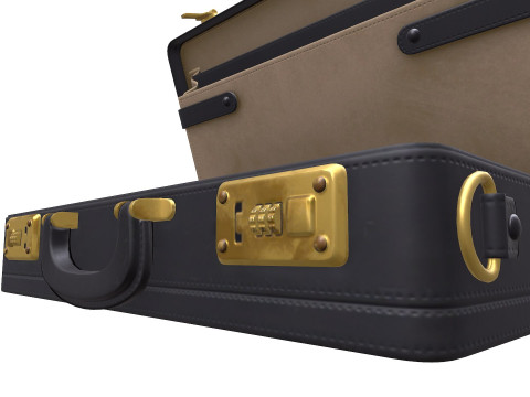 Briefcase With Money Low-poly 3D Model
