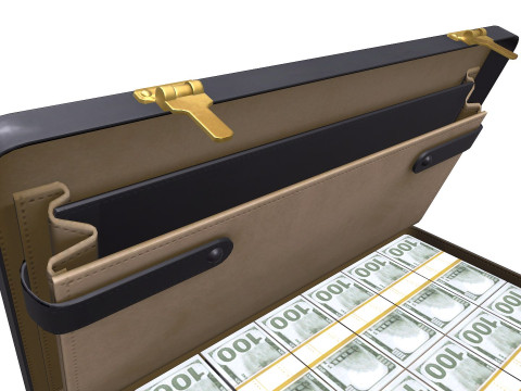Briefcase With Money Low-poly 3D Model