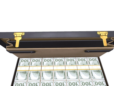 Briefcase With Money Low-poly 3D Model