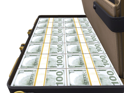 Briefcase With Money Low-poly 3D Model