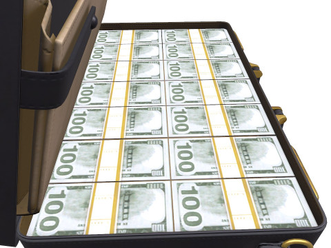 Briefcase With Money Low-poly 3D Model