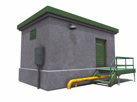 Rooftop Building Low-poly PBR 3D Model