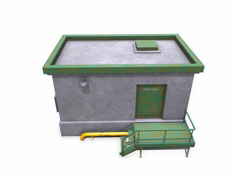 Rooftop Building Low-poly PBR 3D Model
