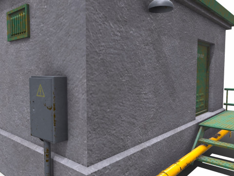 Rooftop Building Low-poly PBR 3D Model