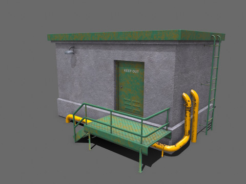 Rooftop Building Low-poly PBR 3D Model