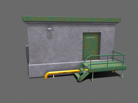 Rooftop Building Low-poly PBR 3D Model
