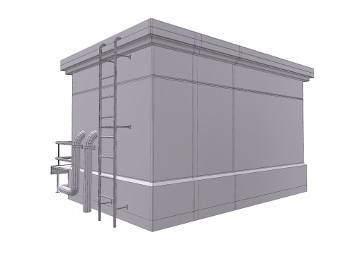Rooftop Building Low-poly PBR 3D Model