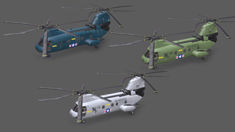Boeing Vertol CH-46 Sea Knight 3D Model .c4d .max .obj .3ds .fbx .stl .blend
