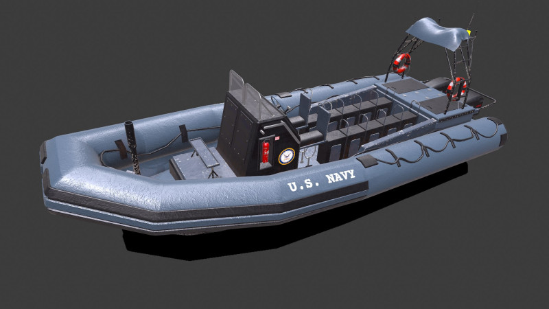 Inflatable Patrol Boat PBR Low-poly PBR 3D Model .c4d .max .obj .3ds .fbx .stl .blend