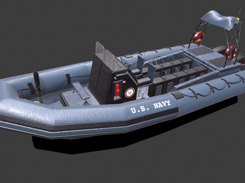Inflatable Patrol Boat PBR Low-poly PBR 3D Model