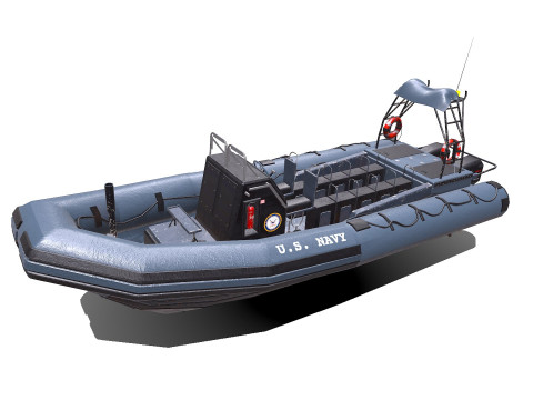 Inflatable Patrol Boat PBR Low-poly PBR 3D Model