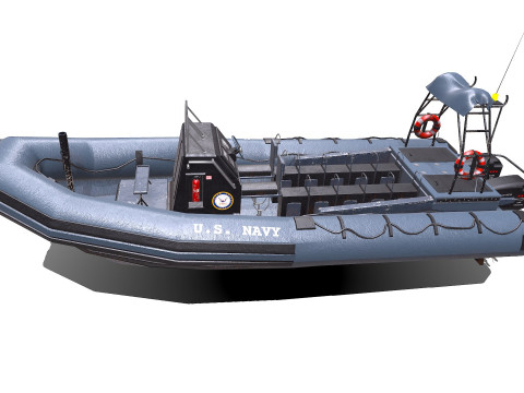Inflatable Patrol Boat PBR Low-poly PBR 3D Model