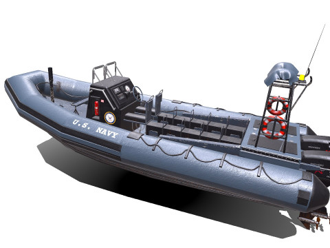 Inflatable Patrol Boat PBR Low-poly PBR 3D Model