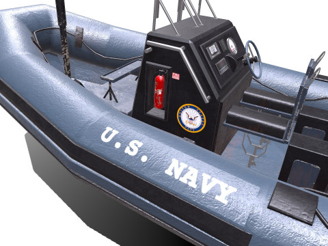 Inflatable Patrol Boat PBR Low-poly PBR 3D Model