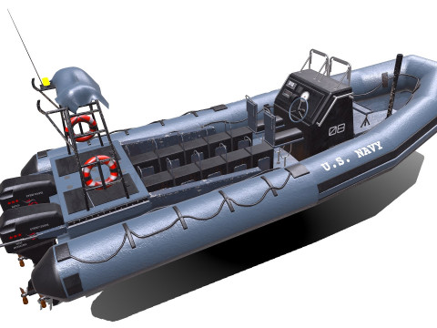 Inflatable Patrol Boat PBR Low-poly PBR 3D Model