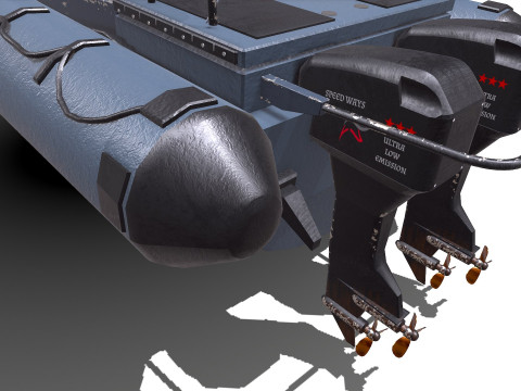 Inflatable Patrol Boat PBR Low-poly PBR 3D Model