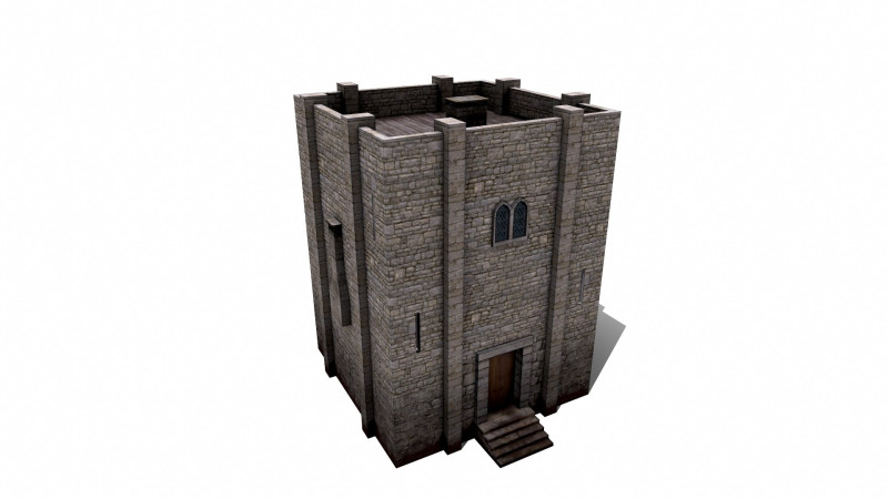 Stone Watch Tower 3D Модель .c4d .max .obj .3ds .fbx .stl .blend 