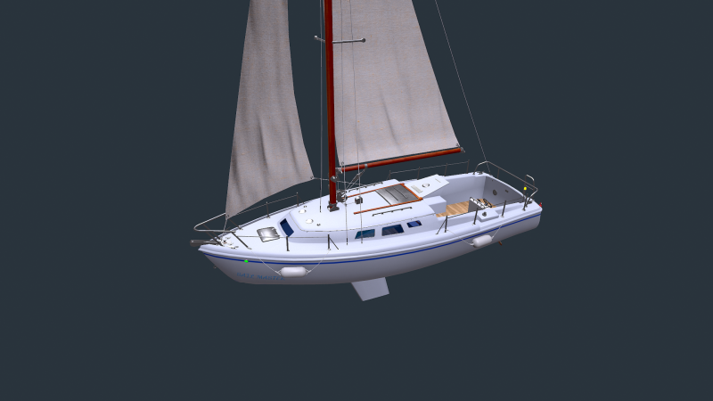 Sailing Yacht with Interior Low-poly PBR Modelo 3D .c4d .max .obj .3ds .fbx .stl .blend