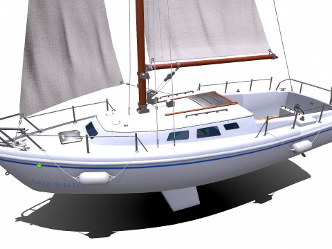 Sailing Yacht with Interior Low-poly PBR Modelo 3D