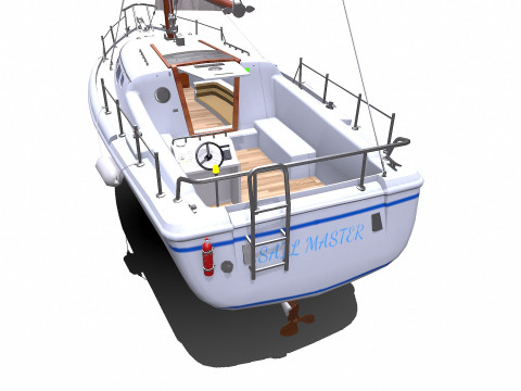Sailing Yacht with Interior Low-poly PBR Modelo 3D