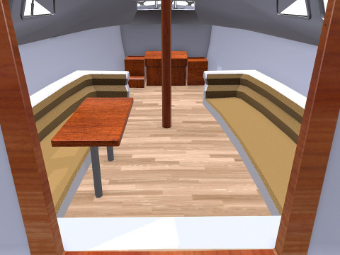 Sailing Yacht with Interior Low-poly PBR Modelo 3D