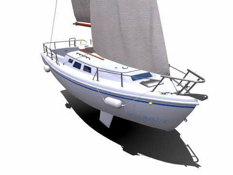 Sailing Yacht with Interior Low-poly PBR Modelo 3D
