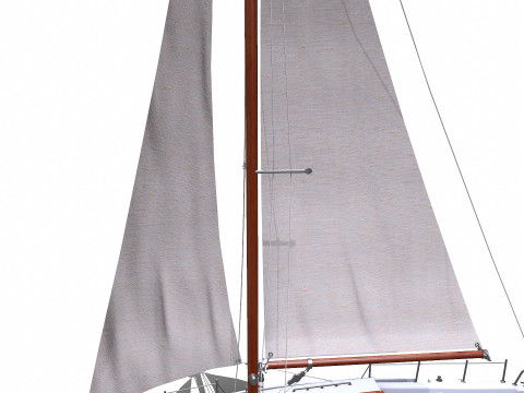 Sailing Yacht with Interior Low-poly PBR Modelo 3D