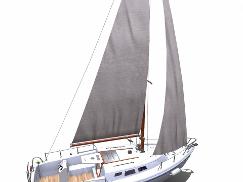 Sailing Yacht with Interior Low-poly PBR Modelo 3D