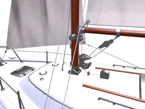 Sailing Yacht with Interior Low-poly PBR Modelo 3D