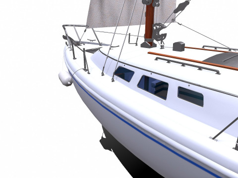 Sailing Yacht with Interior Low-poly PBR Modelo 3D