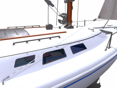 Sailing Yacht with Interior Low-poly PBR Modelo 3D