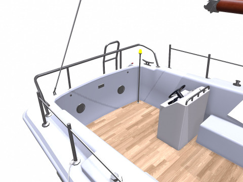 Sailing Yacht with Interior Low-poly PBR Modelo 3D