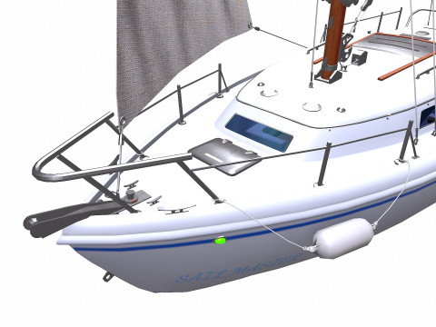 Sailing Yacht with Interior Low-poly PBR Modelo 3D