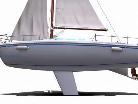 Sailing Yacht with Interior Low-poly PBR Modelo 3D