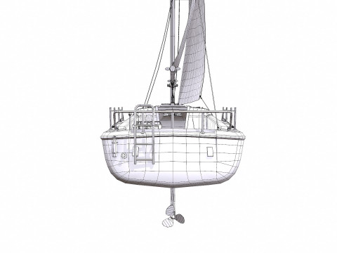 Sailing Yacht with Interior Low-poly PBR Modelo 3D