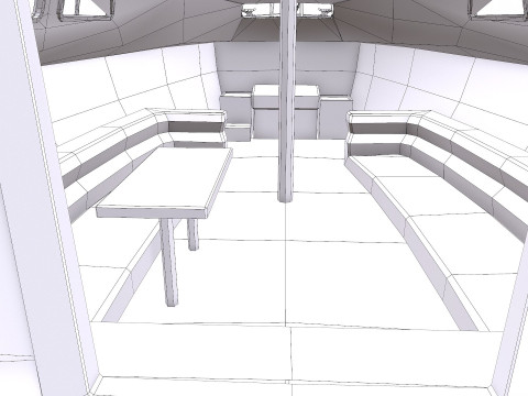 Sailing Yacht with Interior Low-poly PBR Modelo 3D