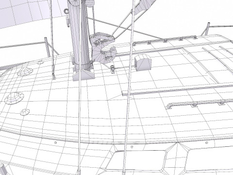 Sailing Yacht with Interior Low-poly PBR Modelo 3D
