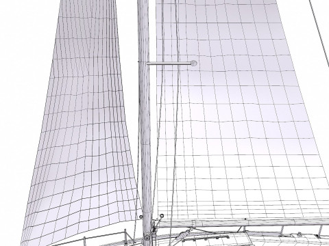 Sailing Yacht with Interior Low-poly PBR Modelo 3D